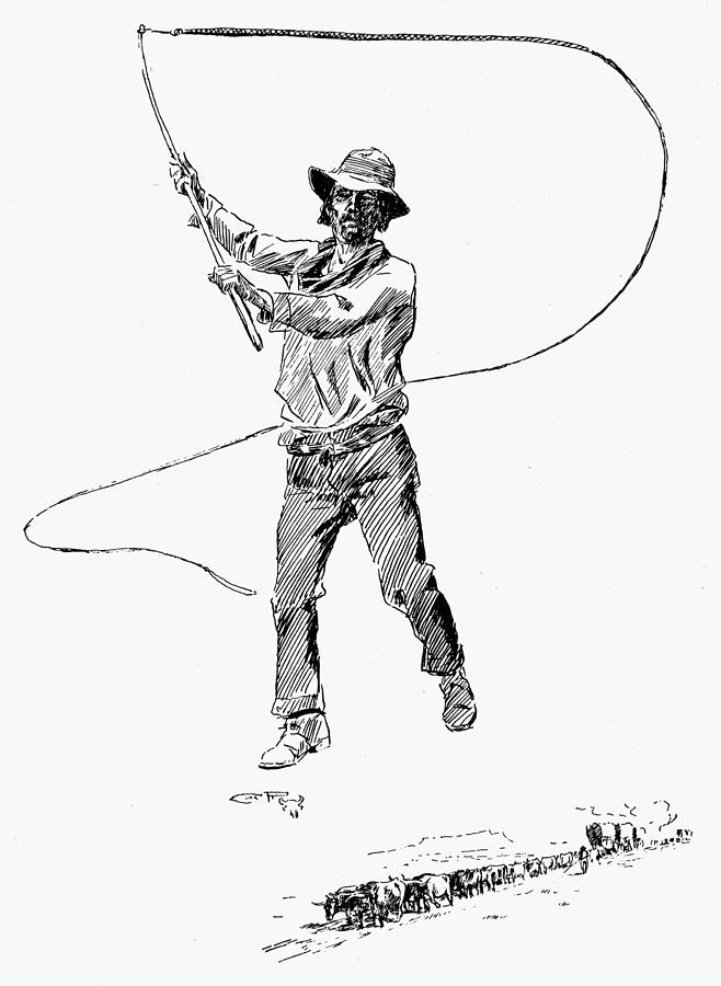 Russell Bull Whacker Drawing by Granger