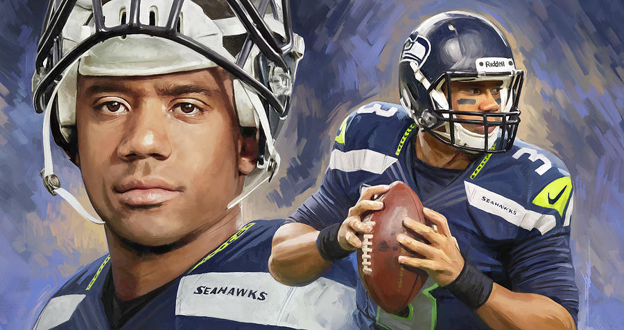 Russell Wilson Artwork Painting by Sheraz A