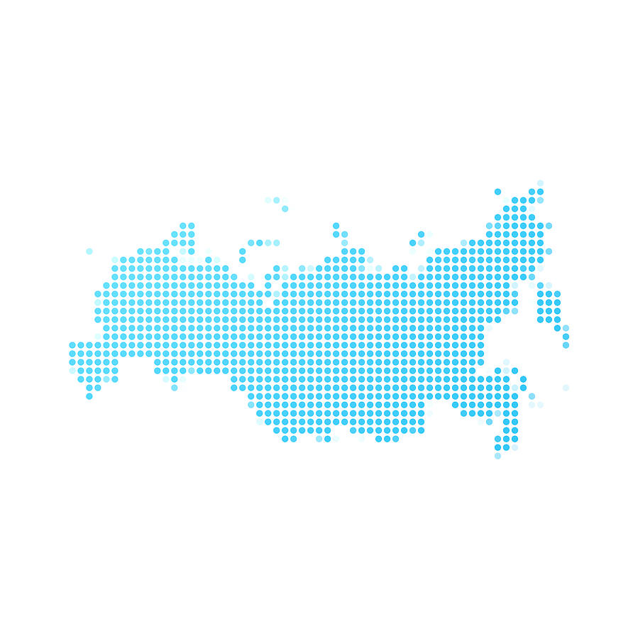 Russia map of blue dots on white background Drawing by Bgblue