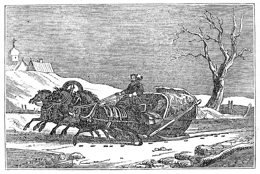 Russia Sleighing, 1836 Painting by Granger