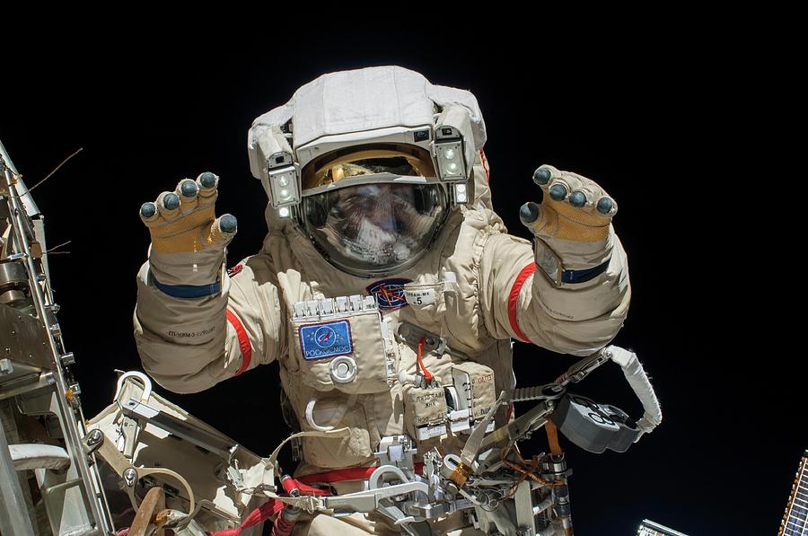 Russian Cosmonaut During A Spacewalk Photograph by Nasa