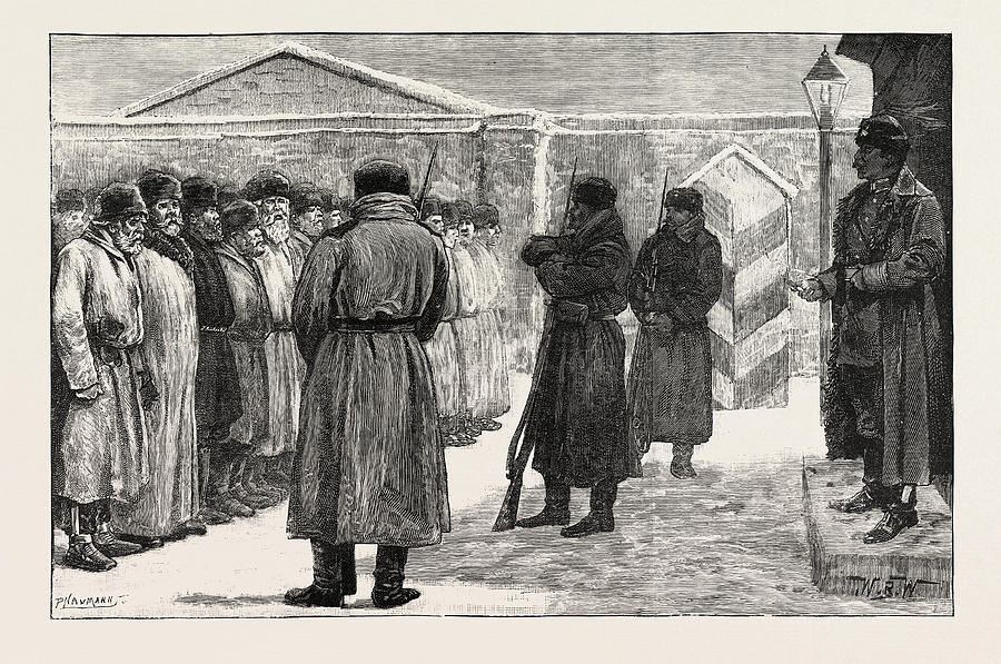 Russian Criminal Prisoners In Siberia Old Offenders Drawing by English ...