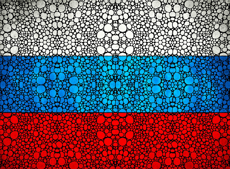 Russian Flag - Russia Stone Rockd Art By Sharon Cummings Painting by Sharon Cummings