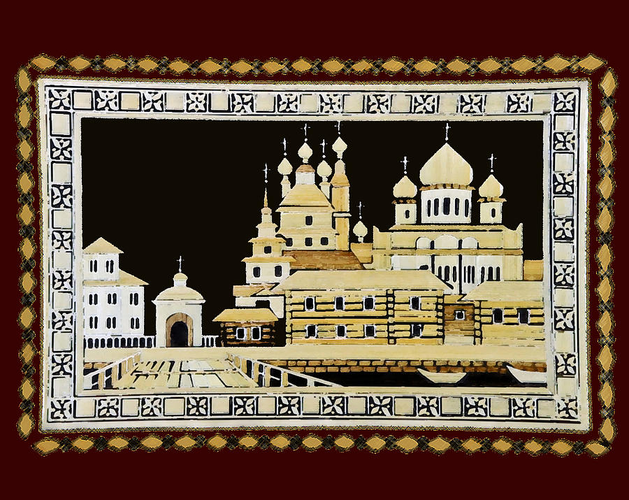 Russian Village in maroon and mustard Digital Art by Alexandra Pollett ...