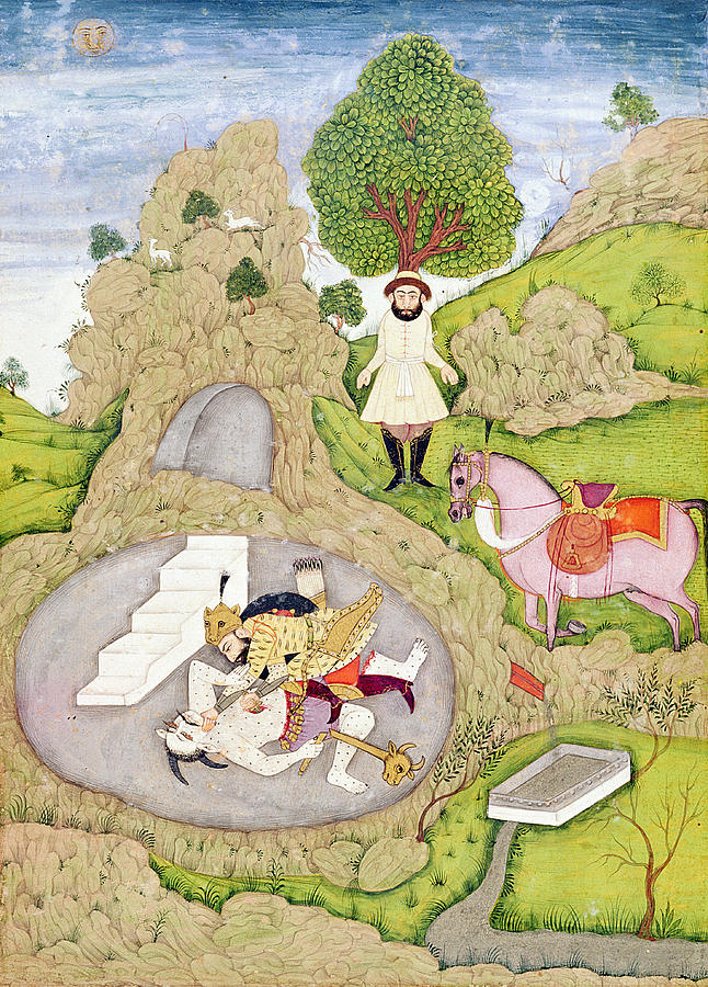 Landscape Painting - Rustam Killing The White Demon, From The Shahnama Book Of Kings by Indian School