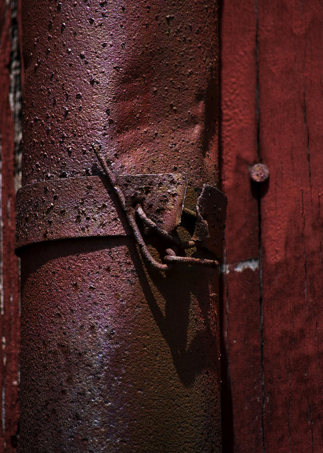 Rusted Pipe and Red Barn 2 Photograph by Rebecca Sherman