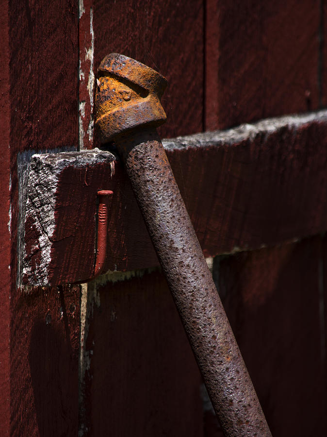 Barn Photograph - Rusted Pipe and Red Barn by Rebecca Sherman