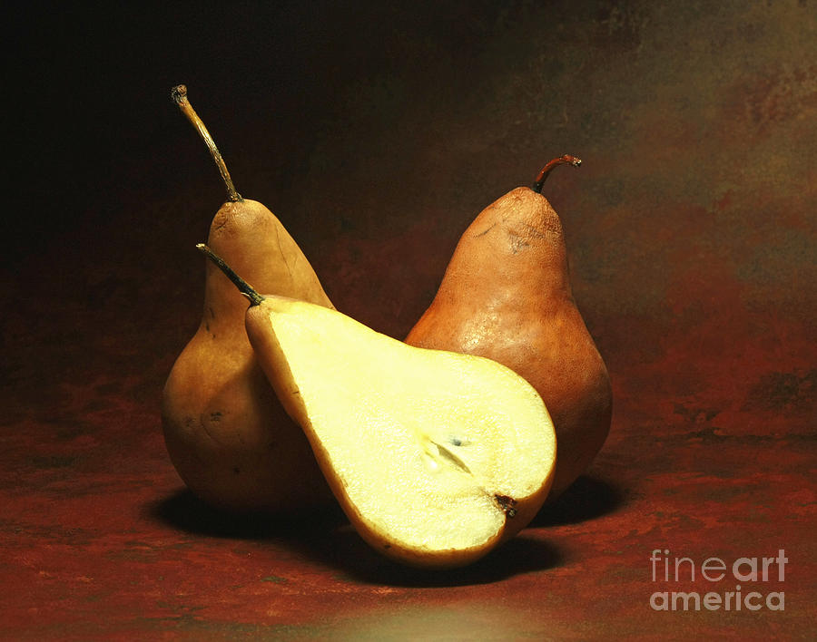 Pear Photograph - Rustic Amber California Bosc Pears by Inspired Nature Photography Fine Art Photography