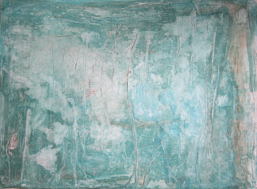 Abstract Painting - Rustic Aqua Abstract Art by Stephanie  Kriza