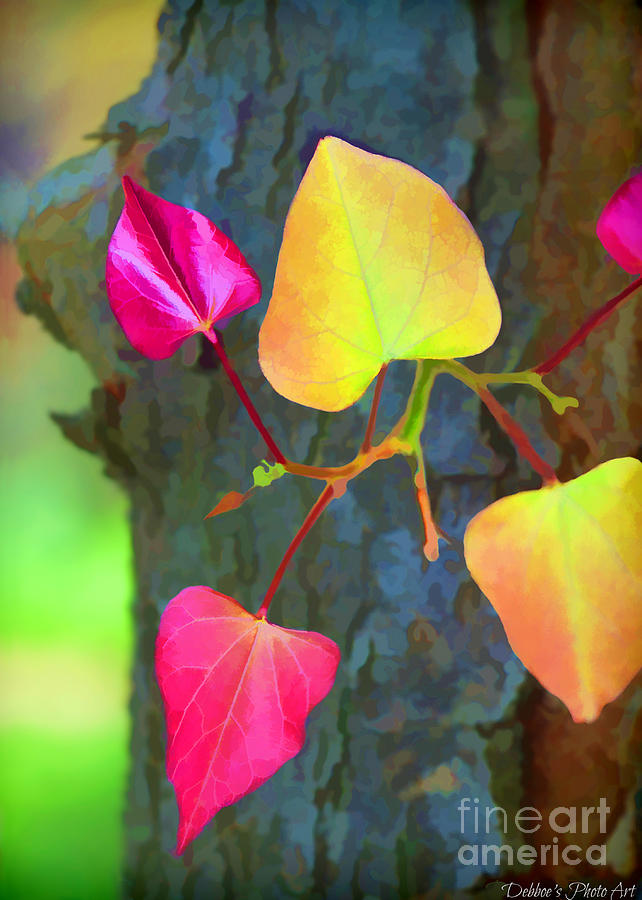 Rustic Autumn Leaves - Digital Paint Photograph by Debbie Portwood