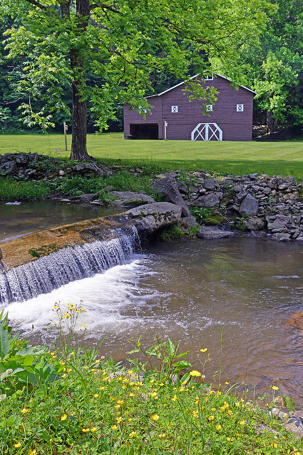 Rustic Barn and Waterfall II Photograph by Alan Lenk