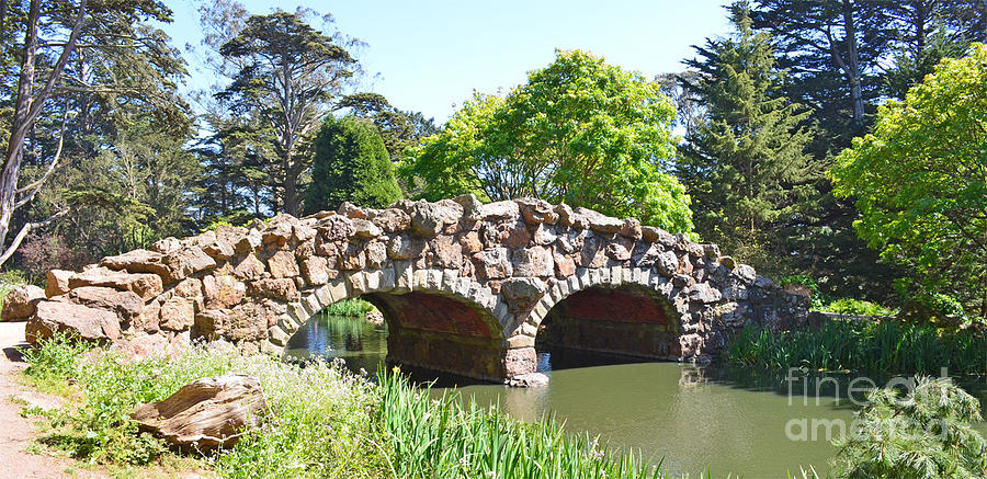Rustic Bridge at Stow Lake in Golden Gate Park taken from the Island Photograph by Jim Fitzpatrick