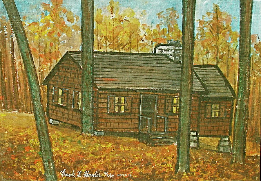 Rustic Cabin at Lake Hope Ohio Painting by Frank Hunter