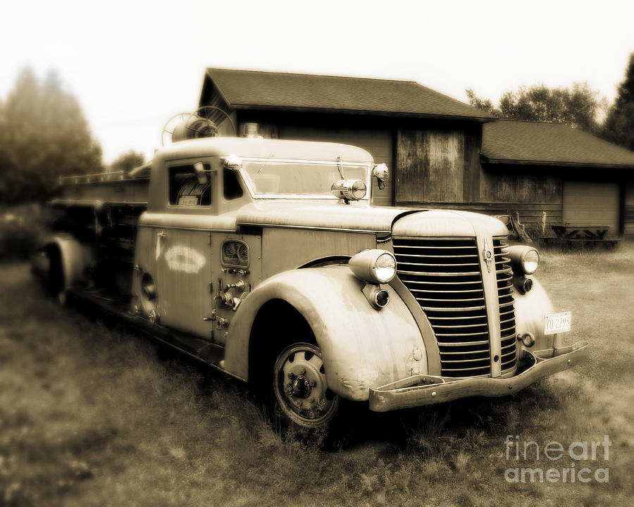 Truck Photograph - Rustic Fire Engine by Perry Webster