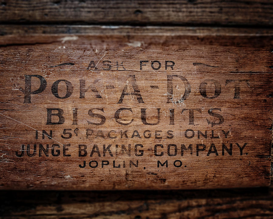 Vintage Photograph - Rustic Kitchen Decor Pok-a-Dot Biscuits Crate by Lisa R