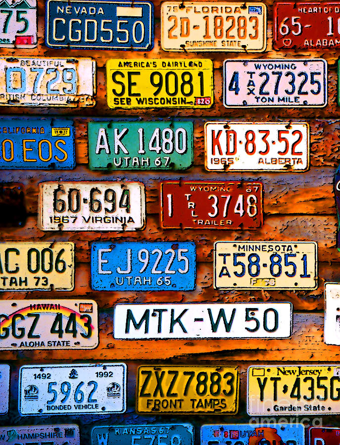 Rustic License Plates-1 Photograph by Linda Parker