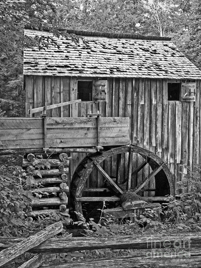Rustic Mill in Black and White Photograph by Southern Photo