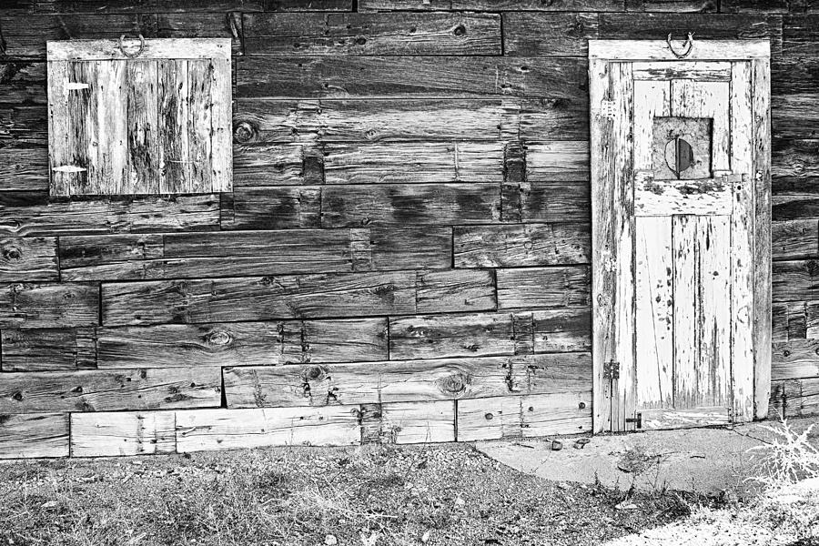 Barn Photograph - Rustic Old Colorado Barn Door and Window BW by James BO Insogna