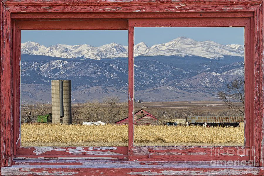 Rustic Red Barn Picture Window Colorado Country View Photograph by James BO Insogna