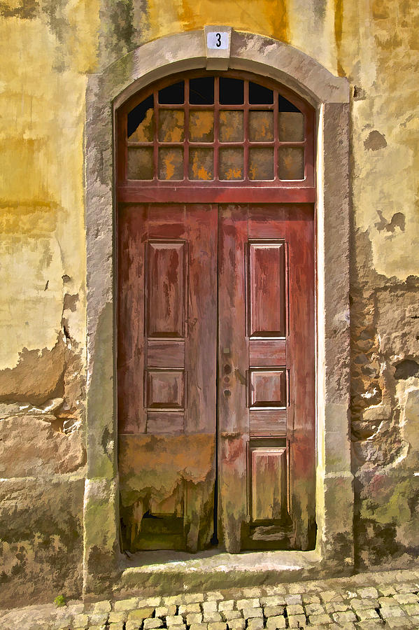 Rustic Red Wood Door of the Medieval Village of Pombal Photograph by David Letts