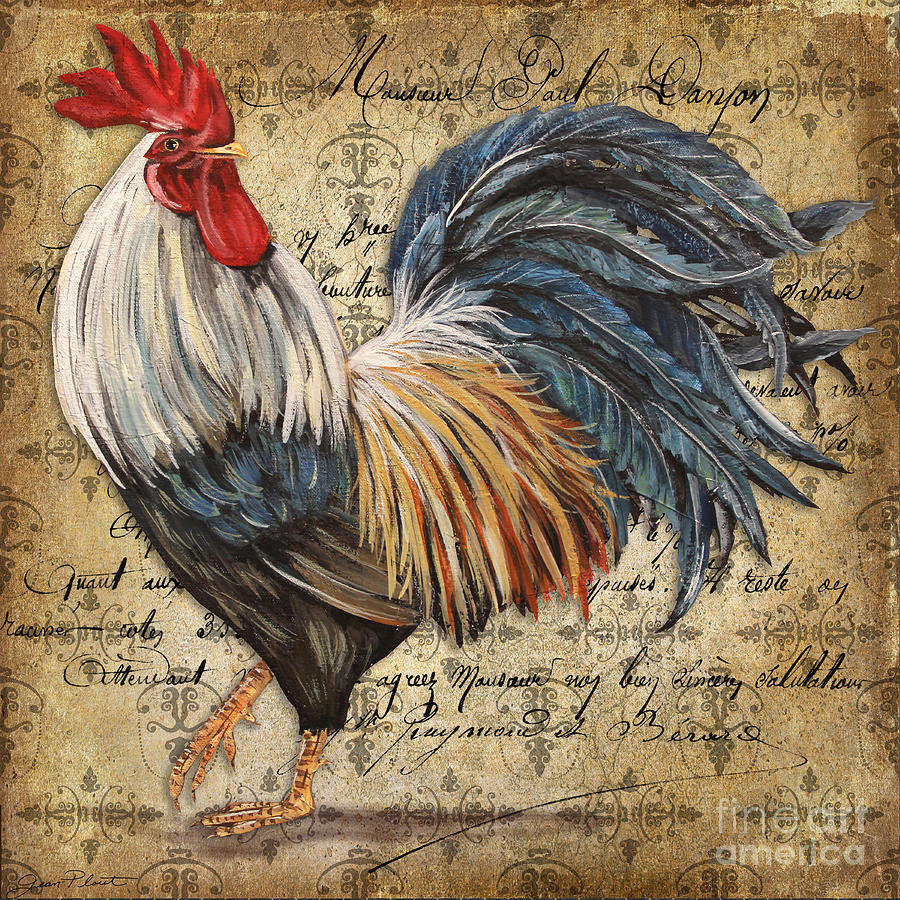 Rustic Rooster-JP2119 Painting by Jean Plout