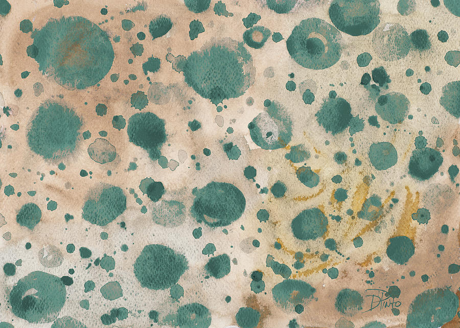 Abstract Digital Art - Rustic Turquoise Dots by Patricia Pinto