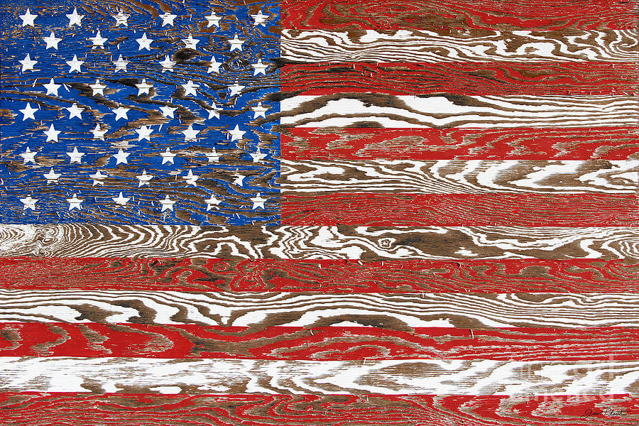 Rustic USA Flag-JP2569 Photograph by Jean Plout