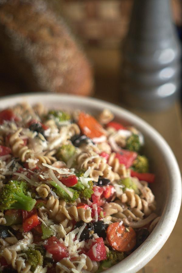 Rustic Whole Wheat Pasta Salad Food Image Photograph by Suzanne Powers