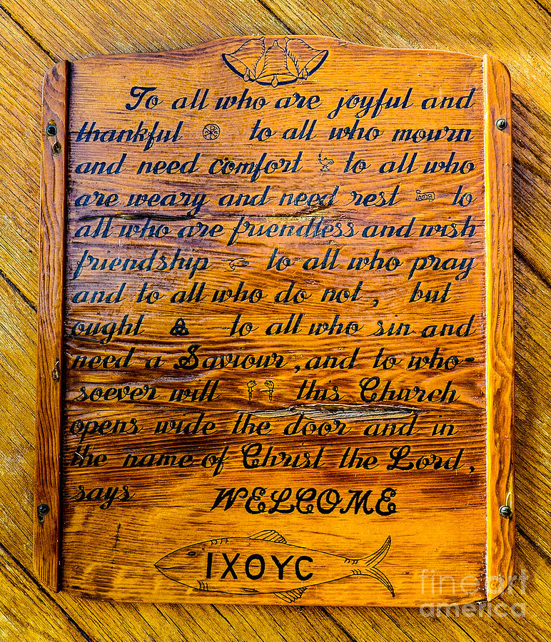 Rustic Wooden Alaska Church Sign Photograph