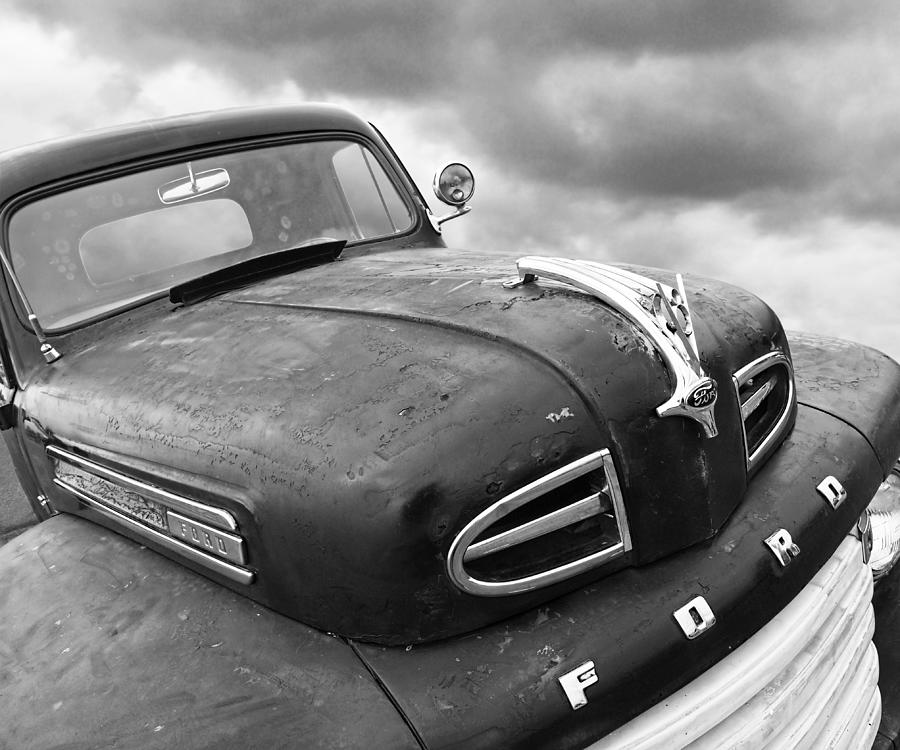 Rusty 1948 Ford V8 in Black and White Photograph by Gill Billington