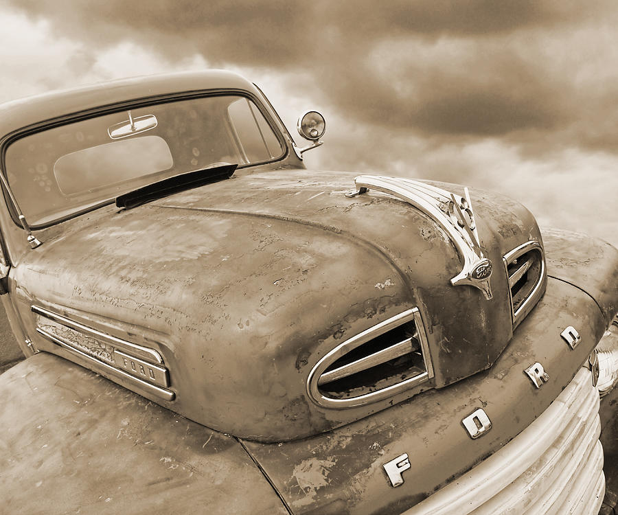 Rusty 1948 Ford V8 in Sepia Photograph by Gill Billington