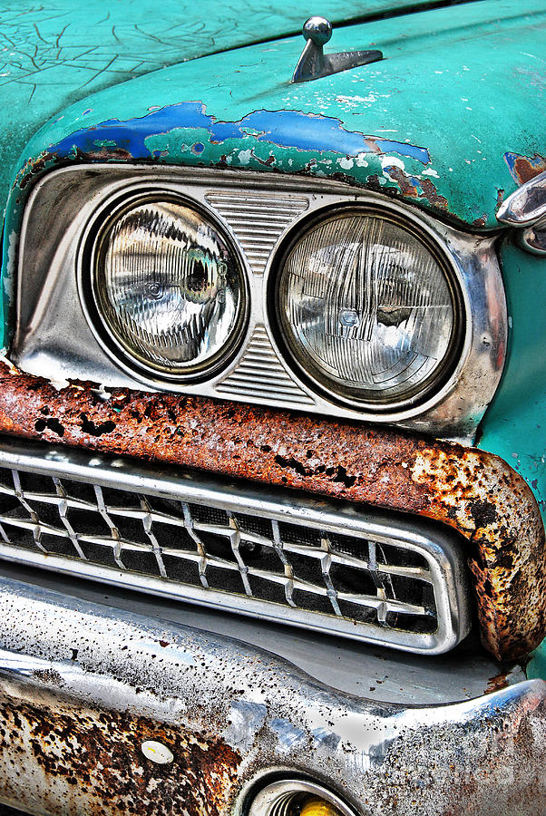Rusty 1959 Ford Station Wagon - front detail Photograph by Carlos Alkmin