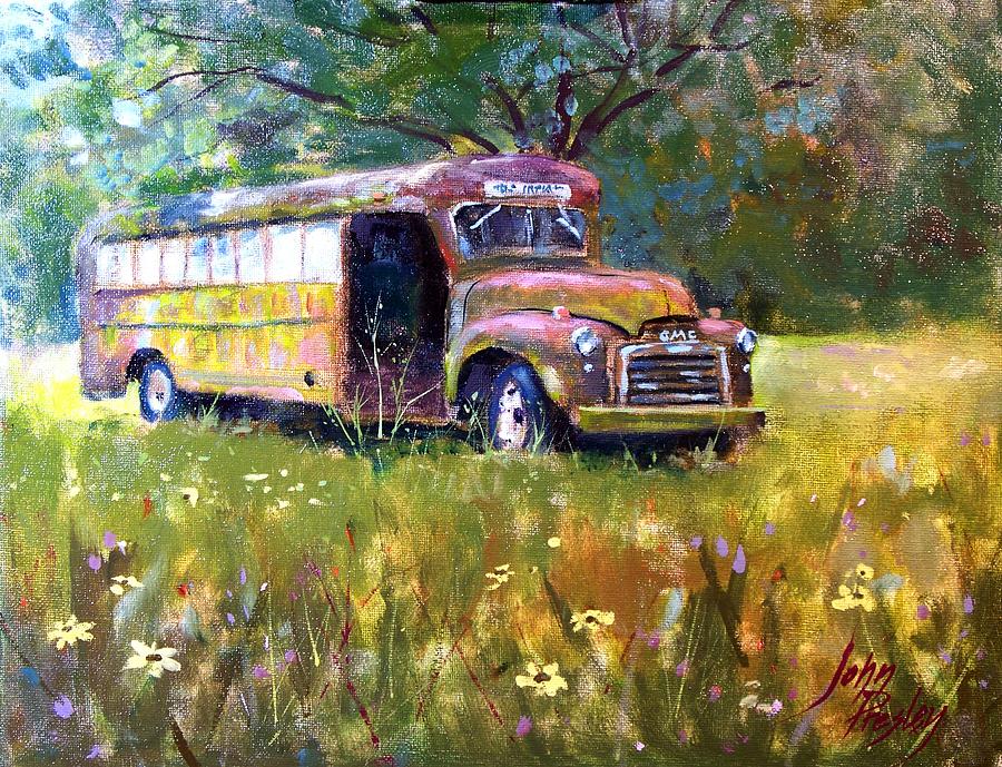 Rusty Bus Painting by John Presley