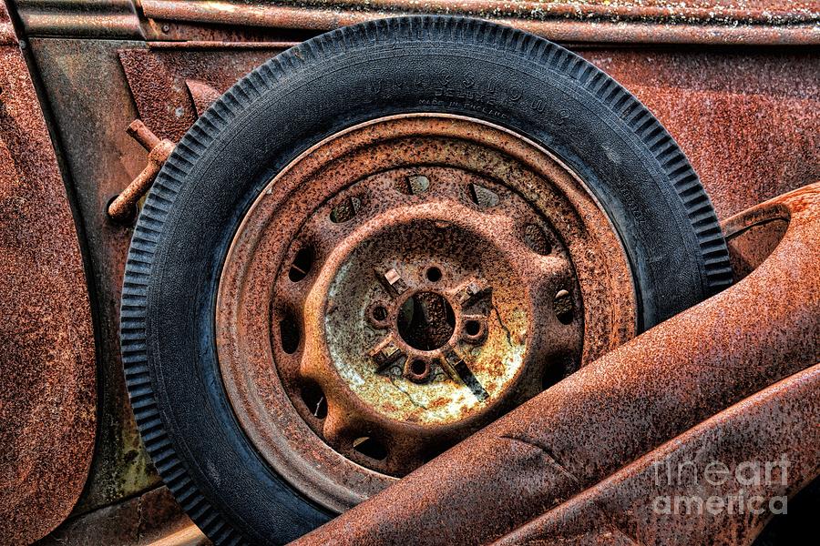 Rusty Junkyard Side Mount Spare Tire Photograph by Henry Kowalski