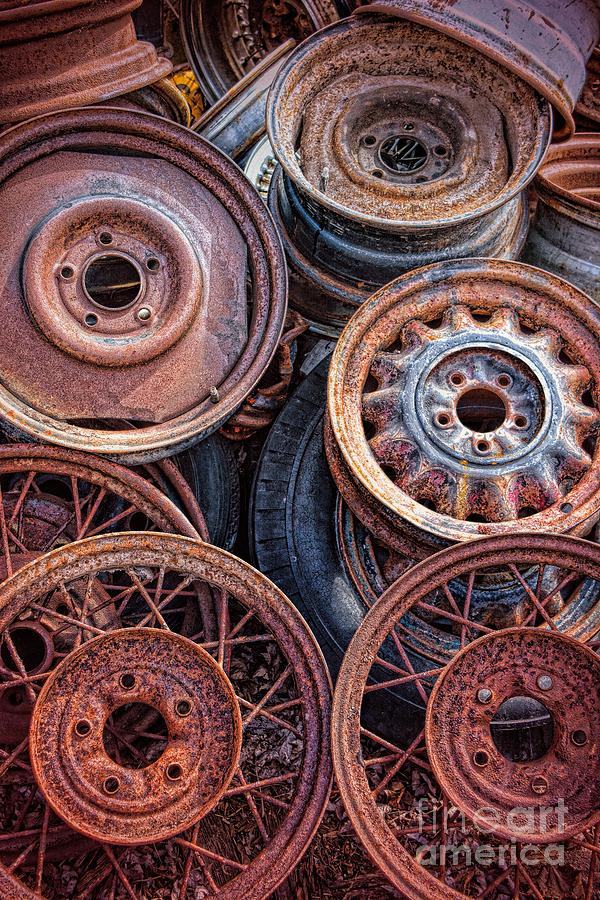 Rusty Car Wheel Rims Photograph by Henry Kowalski