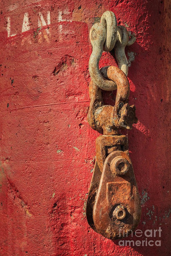 Rusty Chain On A Concrete Post Photograph by James Eddy