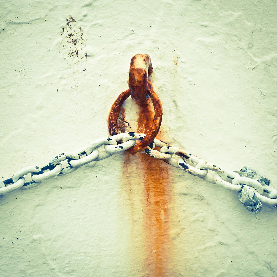 Vintage Photograph - Rusty chain by Tom Gowanlock