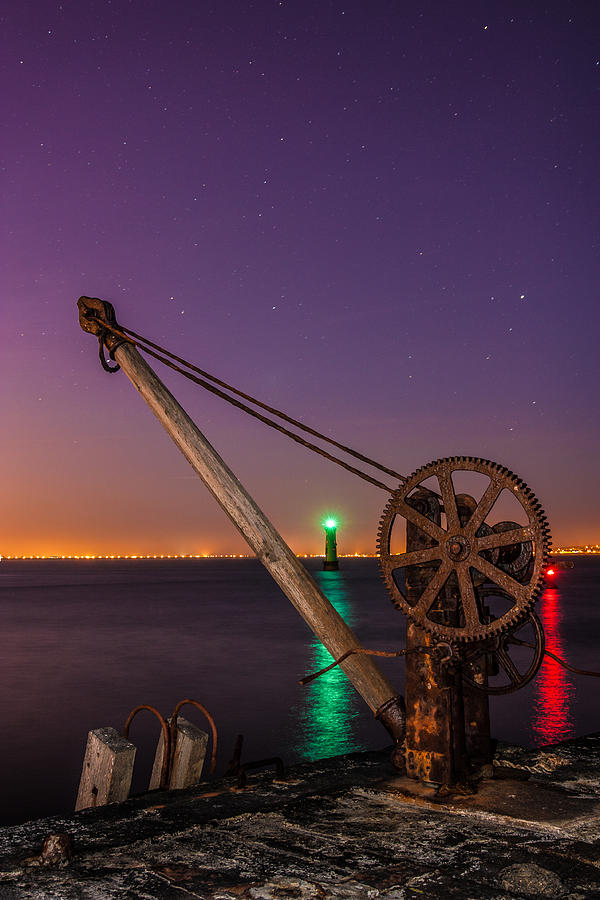 Rusty Davit and Two Lighthouses Photograph by Semmick Photo