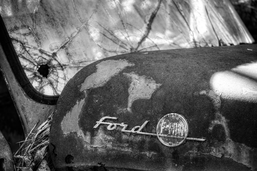 Black And White Photograph - Rusty Ford F100 in Black and White by Greg and Chrystal Mimbs