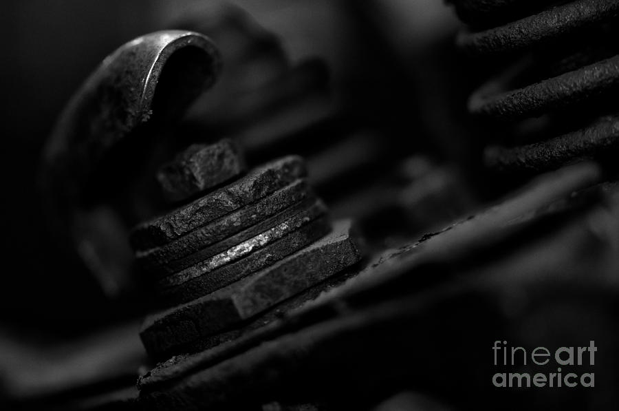 Rusty Nuts Bolts Washers Black and White Photograph by Wilma  Birdwell