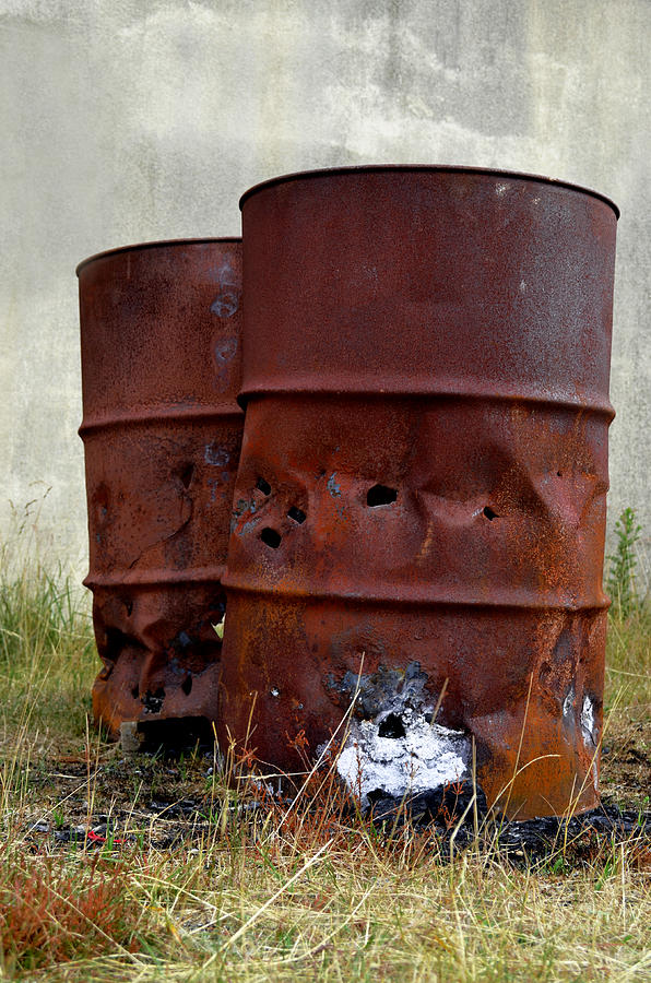 Abstract Photograph - Rusty oil drums by Gemma Shipley