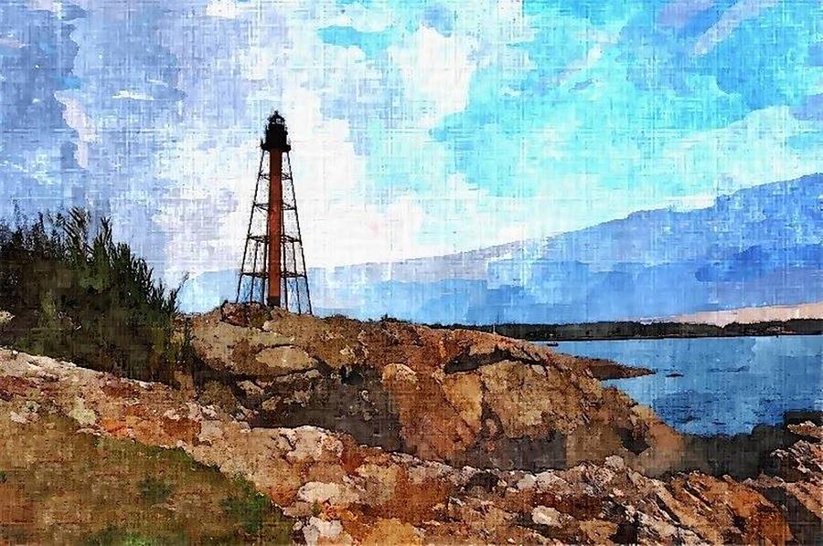 Landscape Painting - Rusty old lighthouse by Rachel Niedermayer
