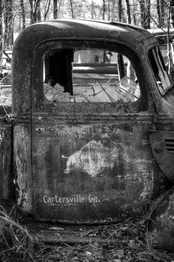 Old Truck Photograph - Rusty Rino in Black and White by Greg and Chrystal Mimbs
