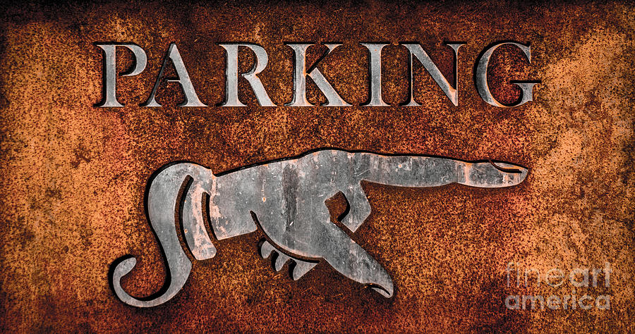 Rusty Vintage Iron Parking Sign Close-up Photograph by Gary Whitton