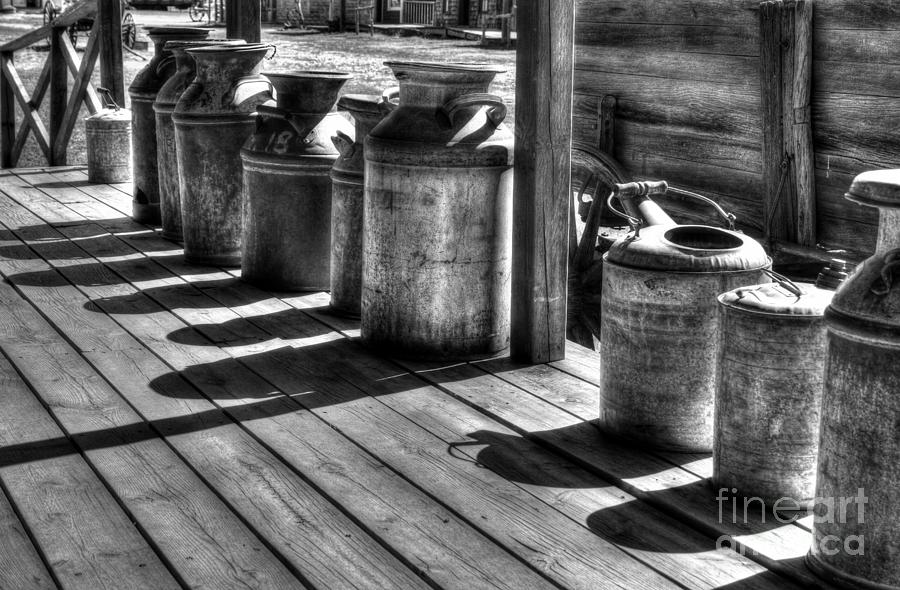 Rusty Western Cans BW Photograph by Mel Steinhauer