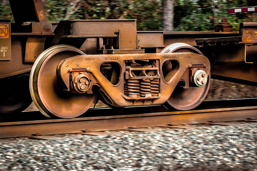 Train Photograph - Rusty Wheel by Scott Stocklin