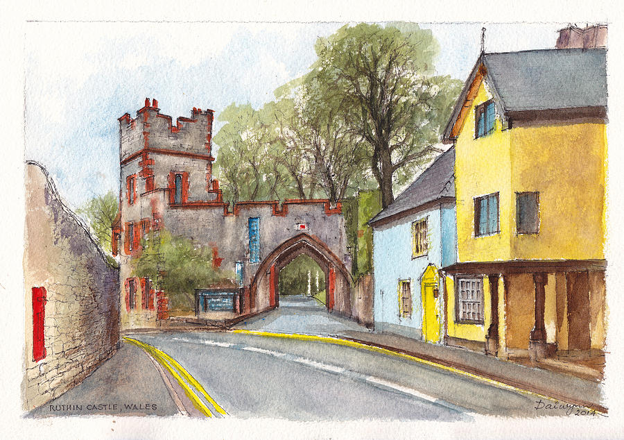 Landscape Painting - Ruthin Castle Gate Wales by Dai Wynn