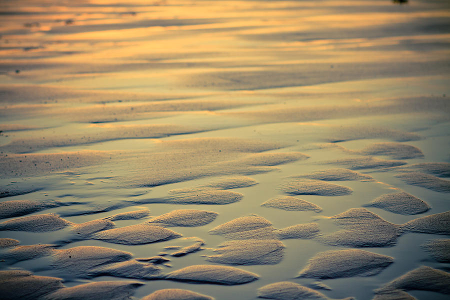 Rythm On Sand With Wave On Sea Coast At Sunset Photograph