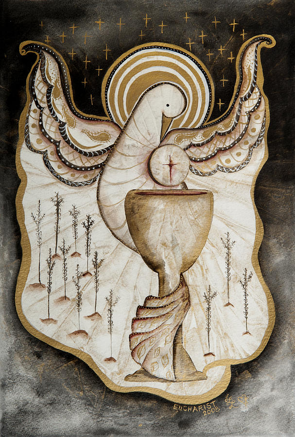 Dove Painting - Sacrament of Eucharist by Laura LaHaye