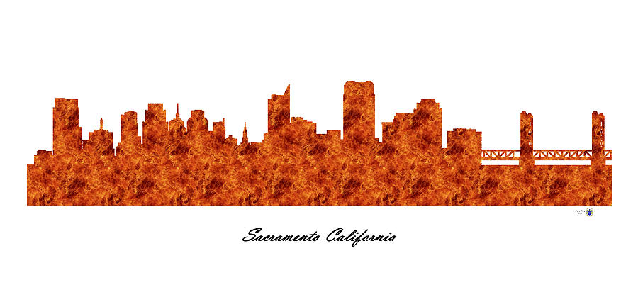 Sacramento California Raging Fire Skyline Digital Art by Gregory Murray